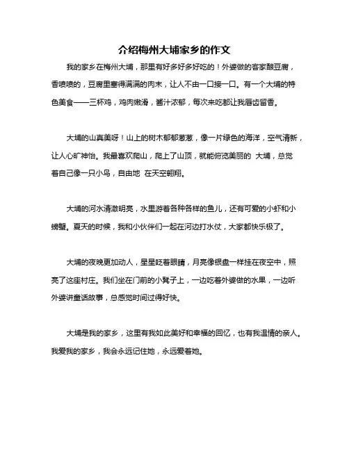 介绍梅州大埔家乡的作文