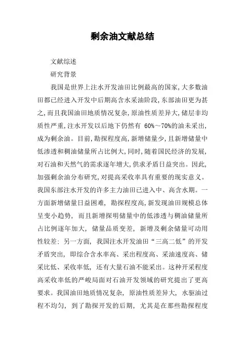 剩余油文献总结