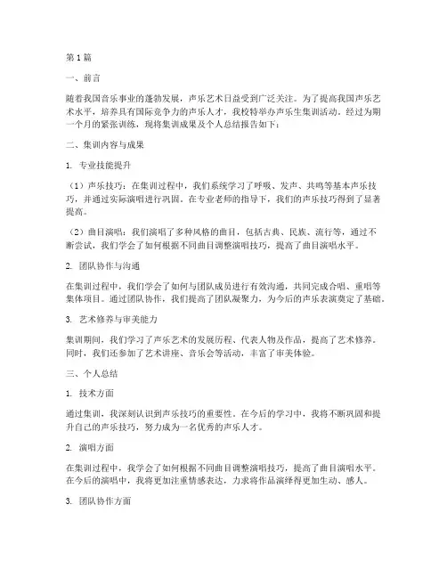 声乐生集训总结报告范文(3篇)