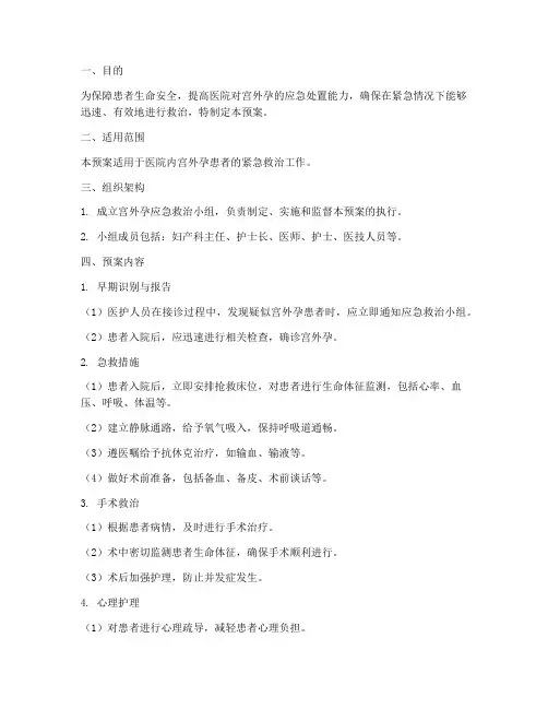 医院宫外孕应急预案模板