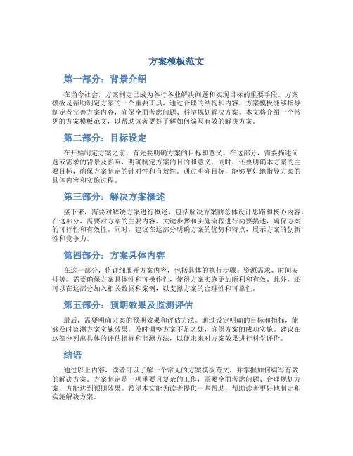 方案模板范文