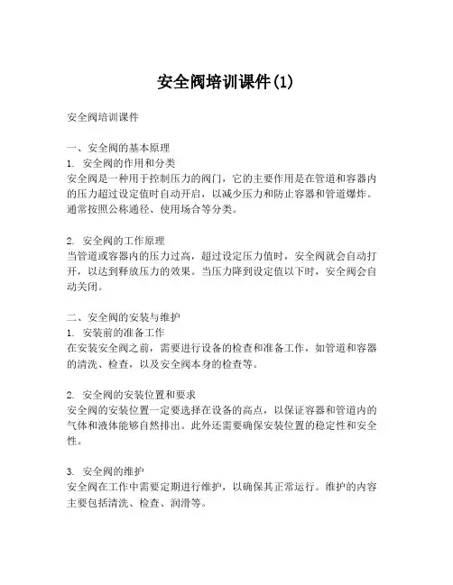 安全阀培训课件(1)