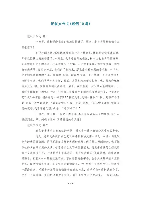 记叙文作文(范例10篇)