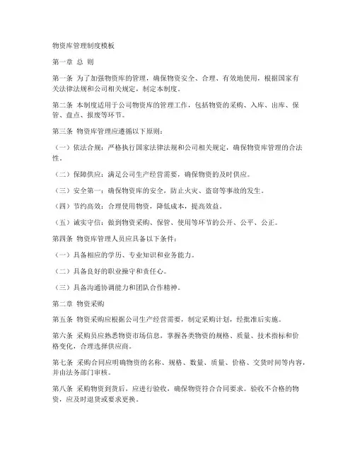 物资库管理制度模板