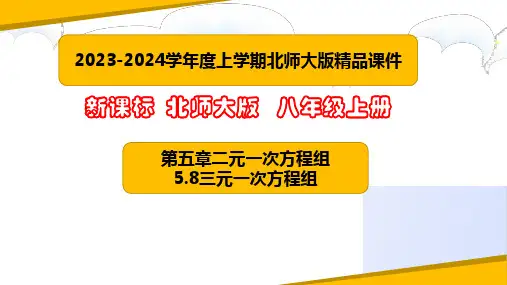 5.8三元一次方程组(课件)-2023-2024学年八年级数学上册课堂教学精品系列(北师大版)