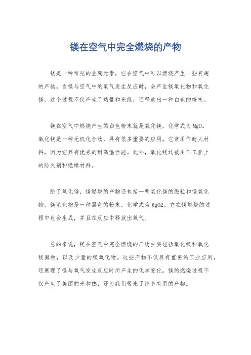 镁在空气中完全燃烧的产物