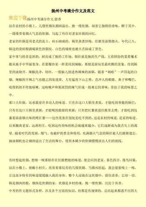 扬州中考满分作文及范文