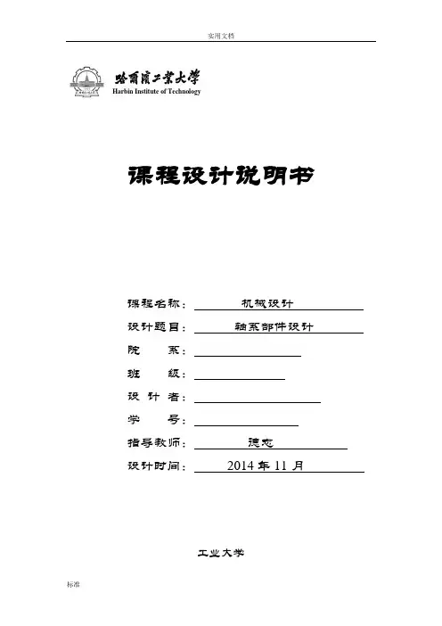 哈工大机械设计大作业轴系部件设计完美版
