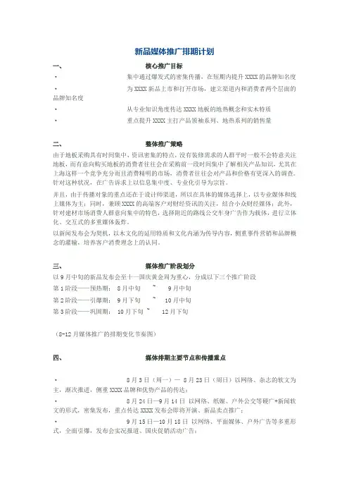 新品媒体推广排期计划