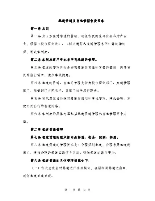 巷道贯通及盲巷管理制度范本