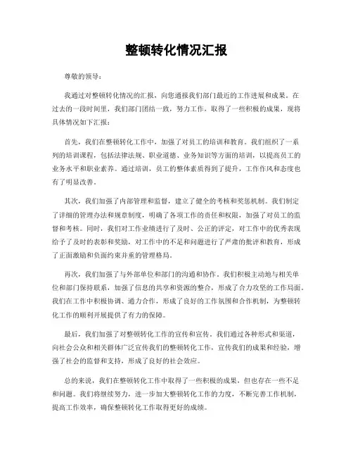 整顿转化情况汇报