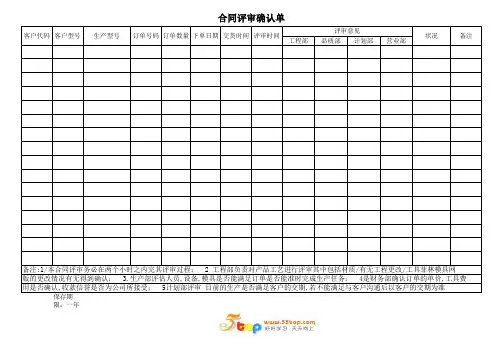 合同评审确认单