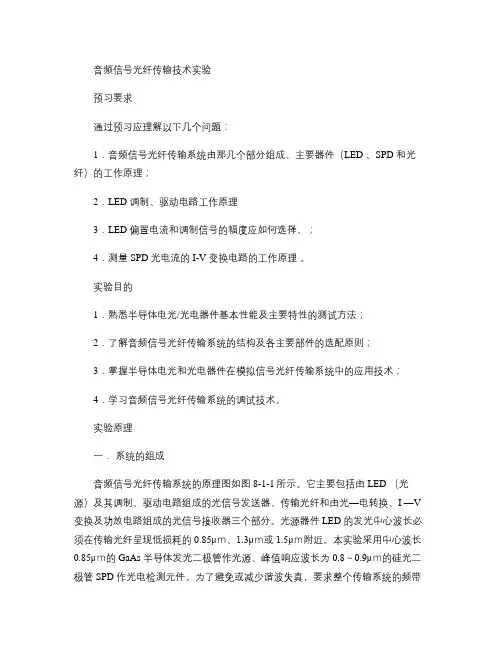 信号光纤传输技术实验.