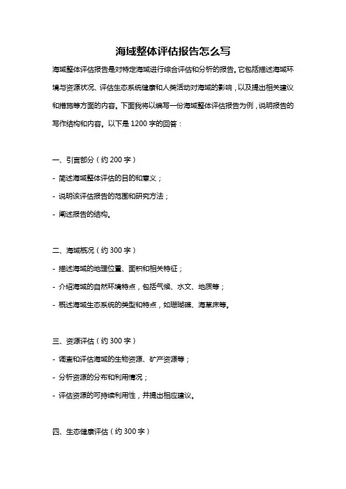 海域整体评估报告怎么写