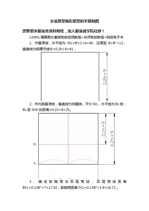 女装原型箱形原型的平面制图