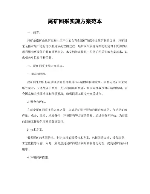 尾矿回采实施方案范本