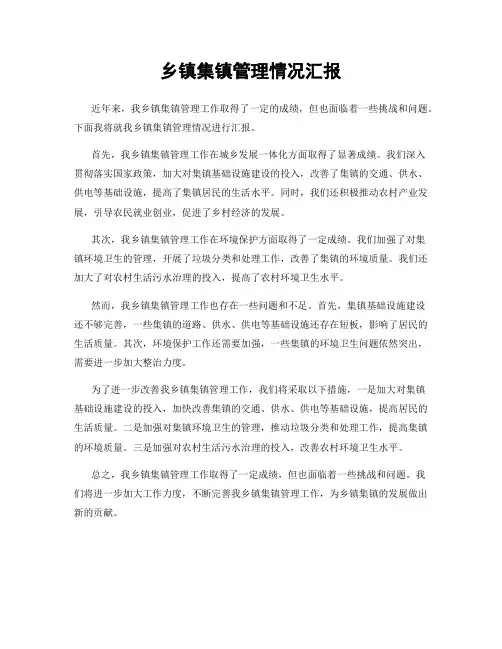 乡镇集镇管理情况汇报