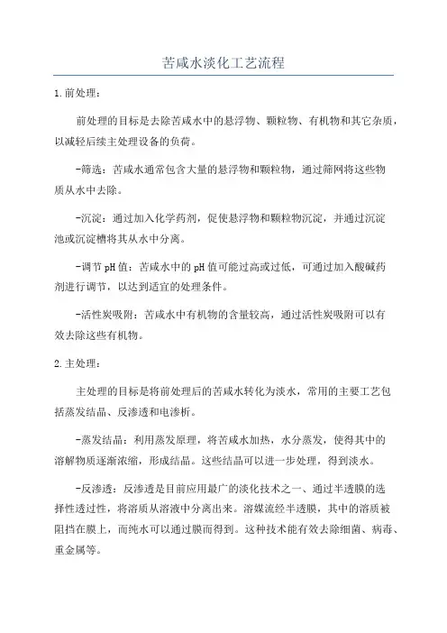 苦咸水淡化工艺流程