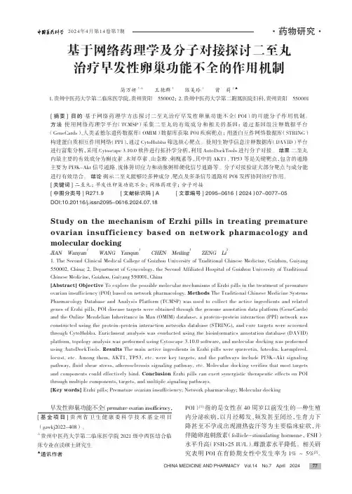 基于网络药理学及分子对接探讨二至丸治疗早发性卵巢功能不全的作用机制