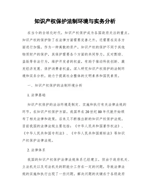 知识产权保护法制环境与实务分析