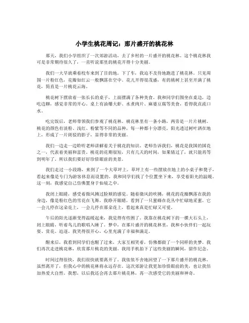 小学生桃花周记：那片盛开的桃花林