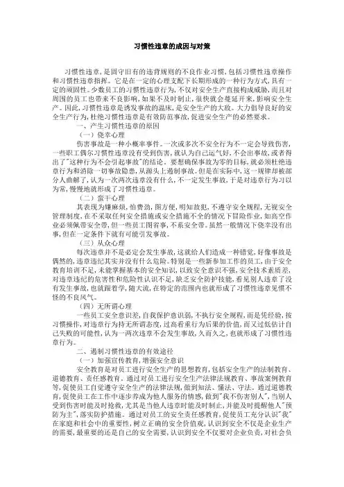 习惯性违章的成因与对策