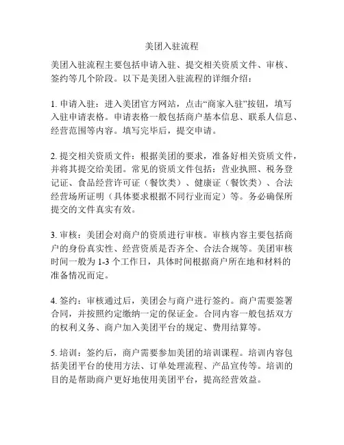 美团入驻流程