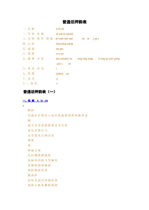 押韵表全面重点