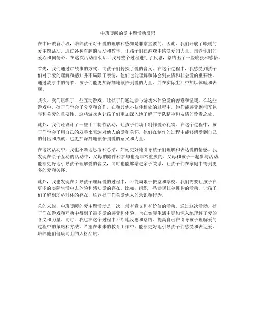 中班暖暖的爱主题活动反思