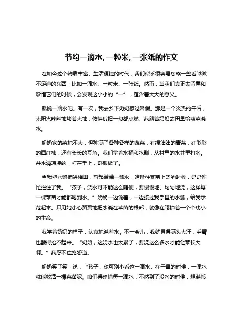 节约一滴水,一粒米,一张纸的作文