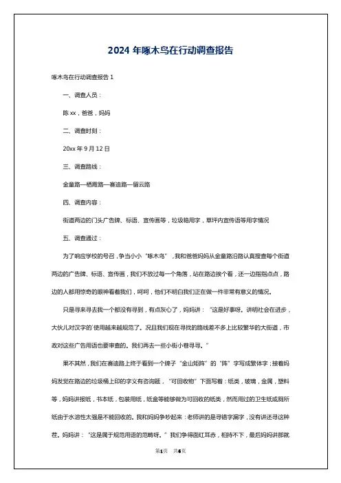 2024年啄木鸟在行动调查报告