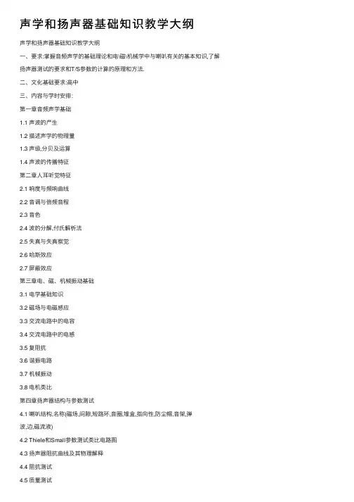 声学和扬声器基础知识教学大纲