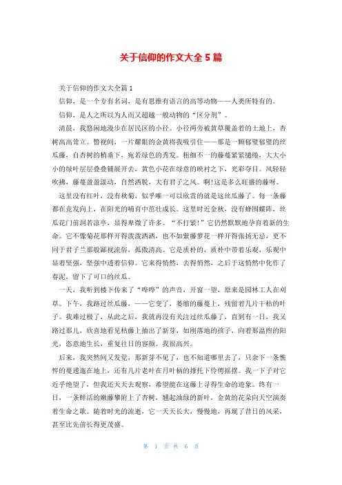 关于信仰的作文大全5篇