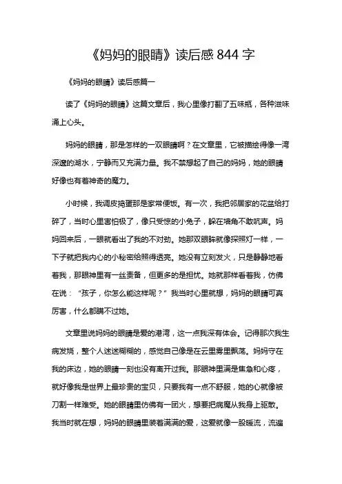 《妈妈的眼睛》读后感844字
