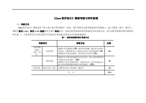 《Java课程考核标准》