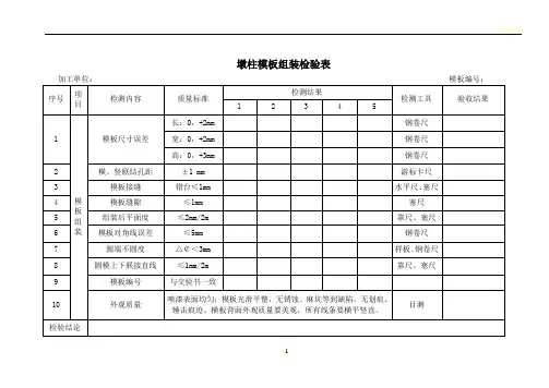 墩柱模板验收、安全施工表最终版