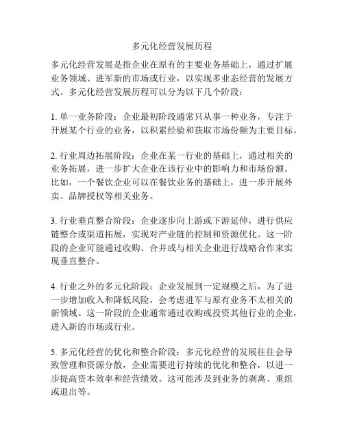 多元化经营发展历程