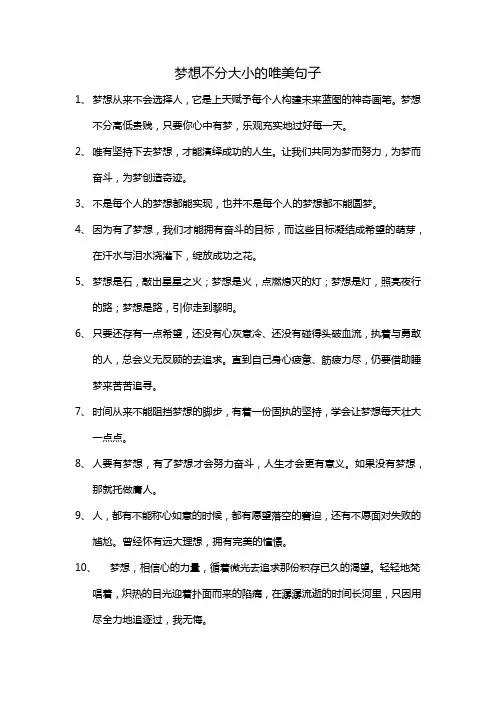 梦想不分大小的唯美句子