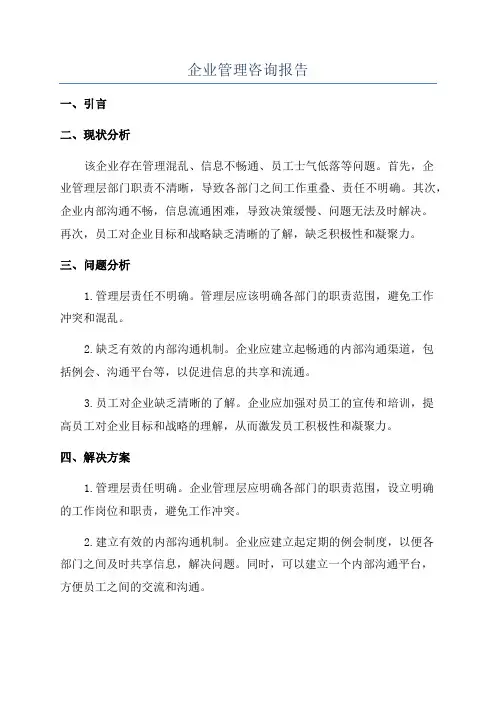 企业管理咨询报告