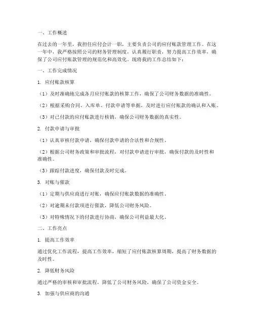应付会计个人工作总结范文