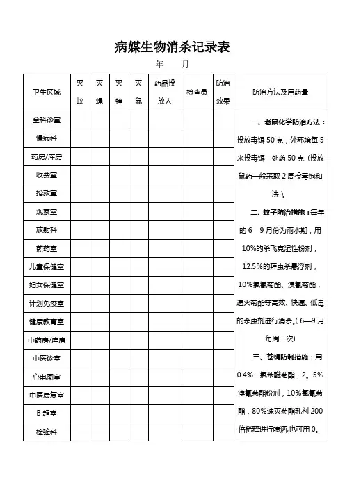 病媒生物消杀记录表