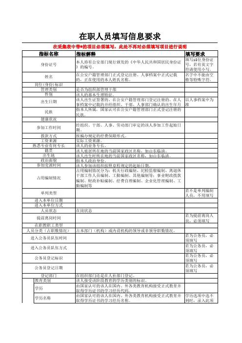 EXCEL信息采集表填表说明