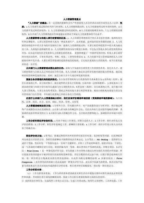 公共部门人力资源管理重点