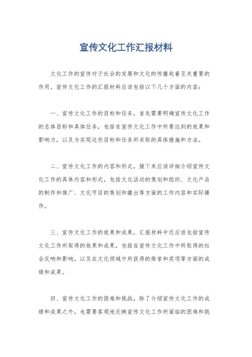 宣传文化工作汇报材料
