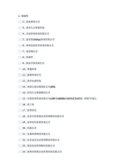 人力资源咨询服务机构排名