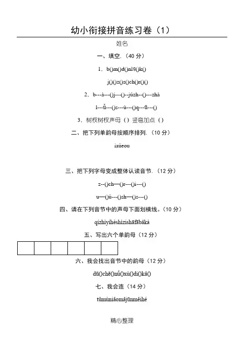幼小衔接拼音练习测试题答卷 (3)