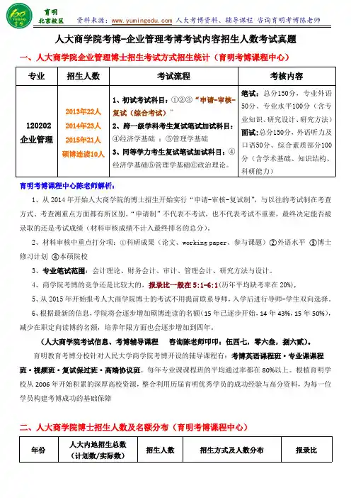 人大企业管理考博真题