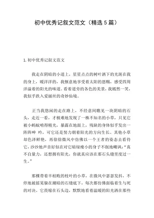 初中优秀记叙文范文(精选5篇)