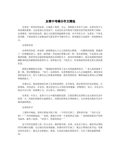 友善中考满分作文精选