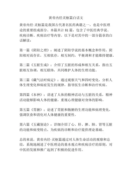 黄帝内经灵枢篇白话文